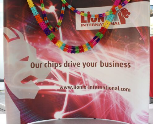LioniX banner decorated for anniversary