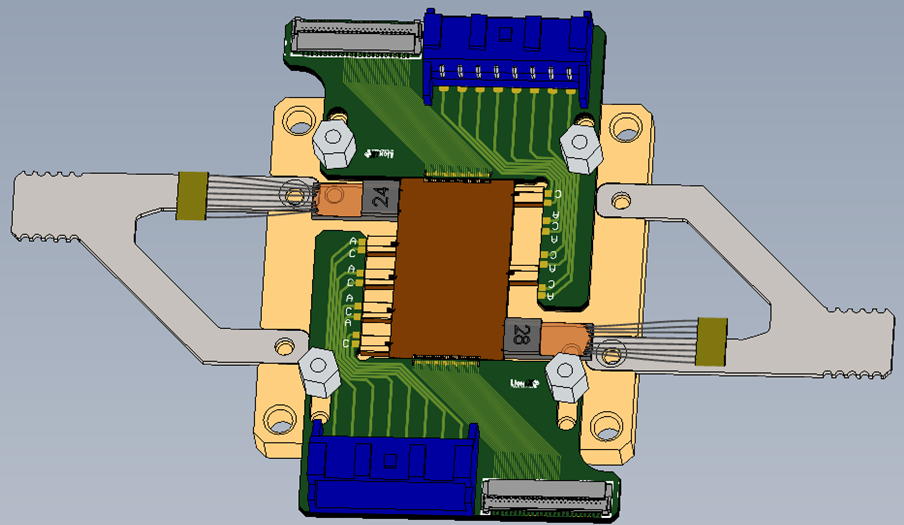 Solidworks 3D drawing of the envisioned 5-laser InP-TriPleX® PIC device.